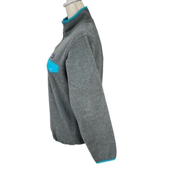Patagonia Synchilla Women's Pullover Snap T Fleece Jacket Gray & Teal Size XS - Picture 3 of 8